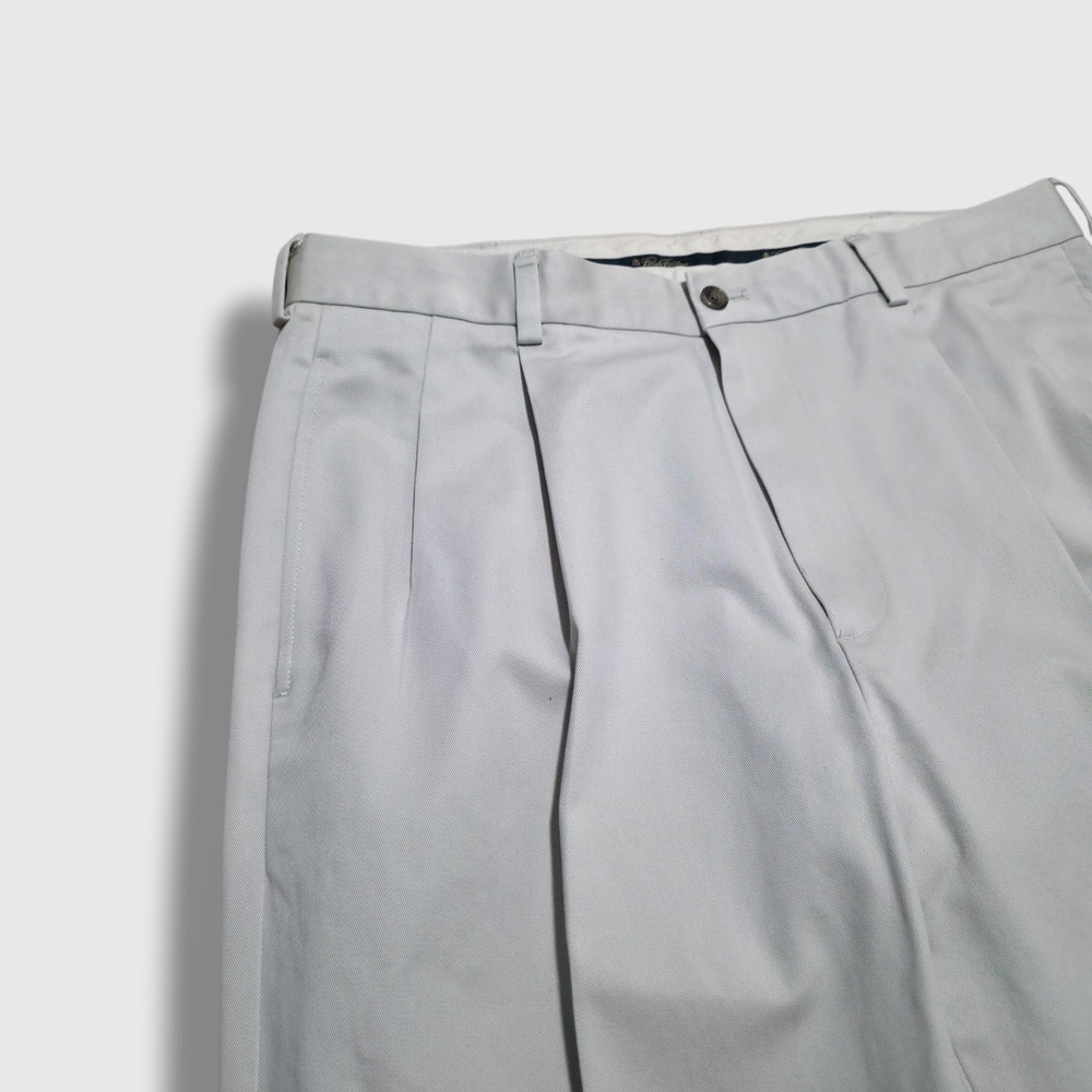 Brooks Brothers Elliot Advantage Chino Men 35 x 32 Khaki Pleated Beige Tan Pants